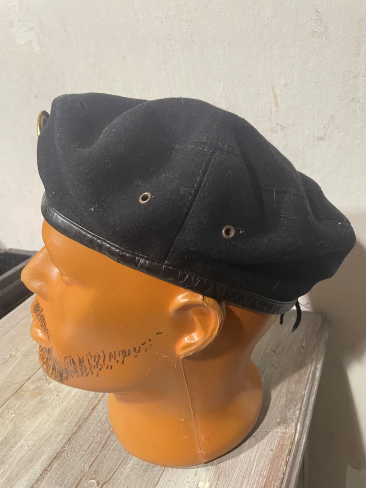 Rus Army original Black naval marines beret wool hat USSR metal badge 58 thumbnail 3
