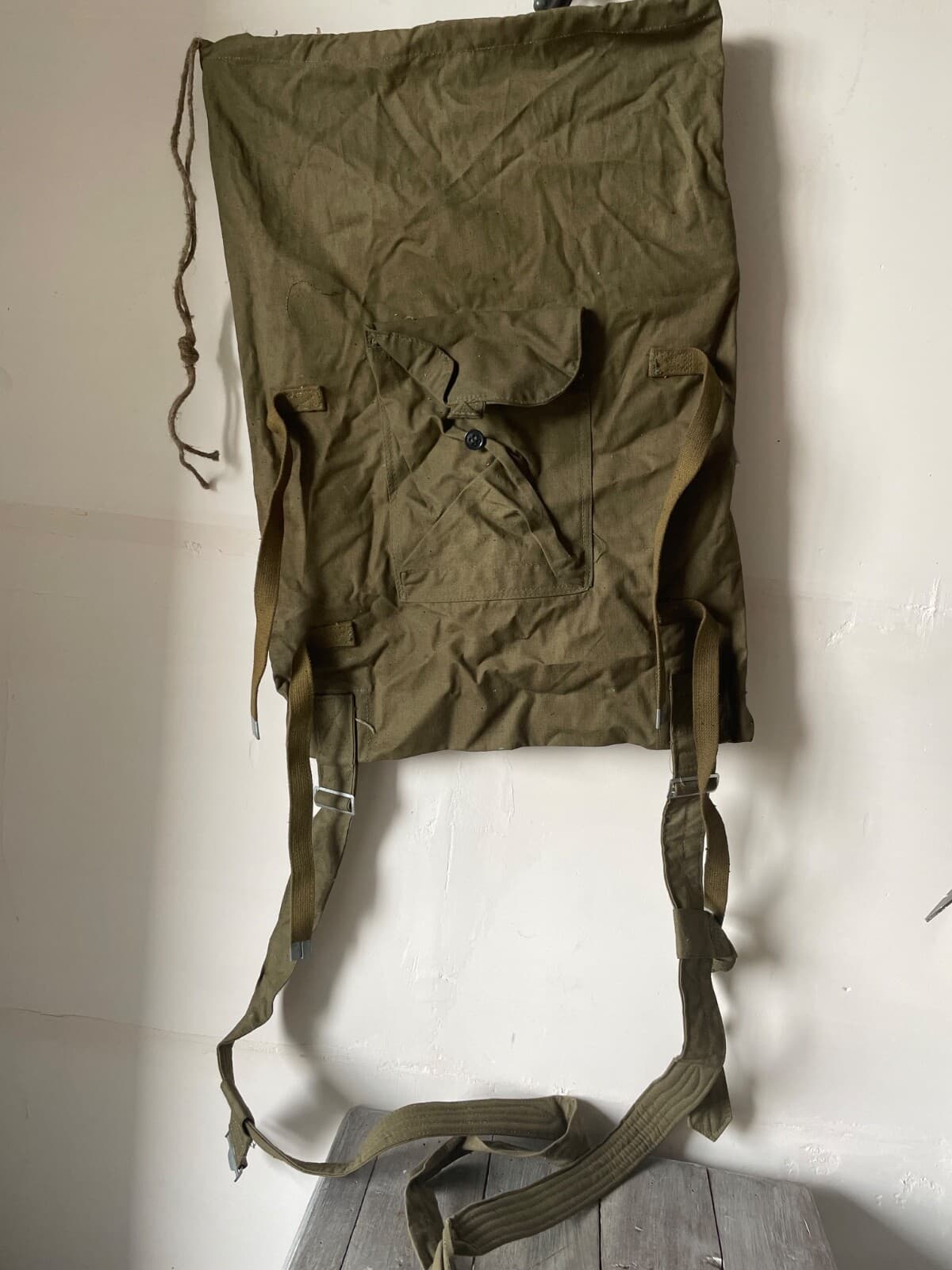 Vintage Soviet Army Military Backpack Army Duffel Bag OD 35L 1971 USSR 000125