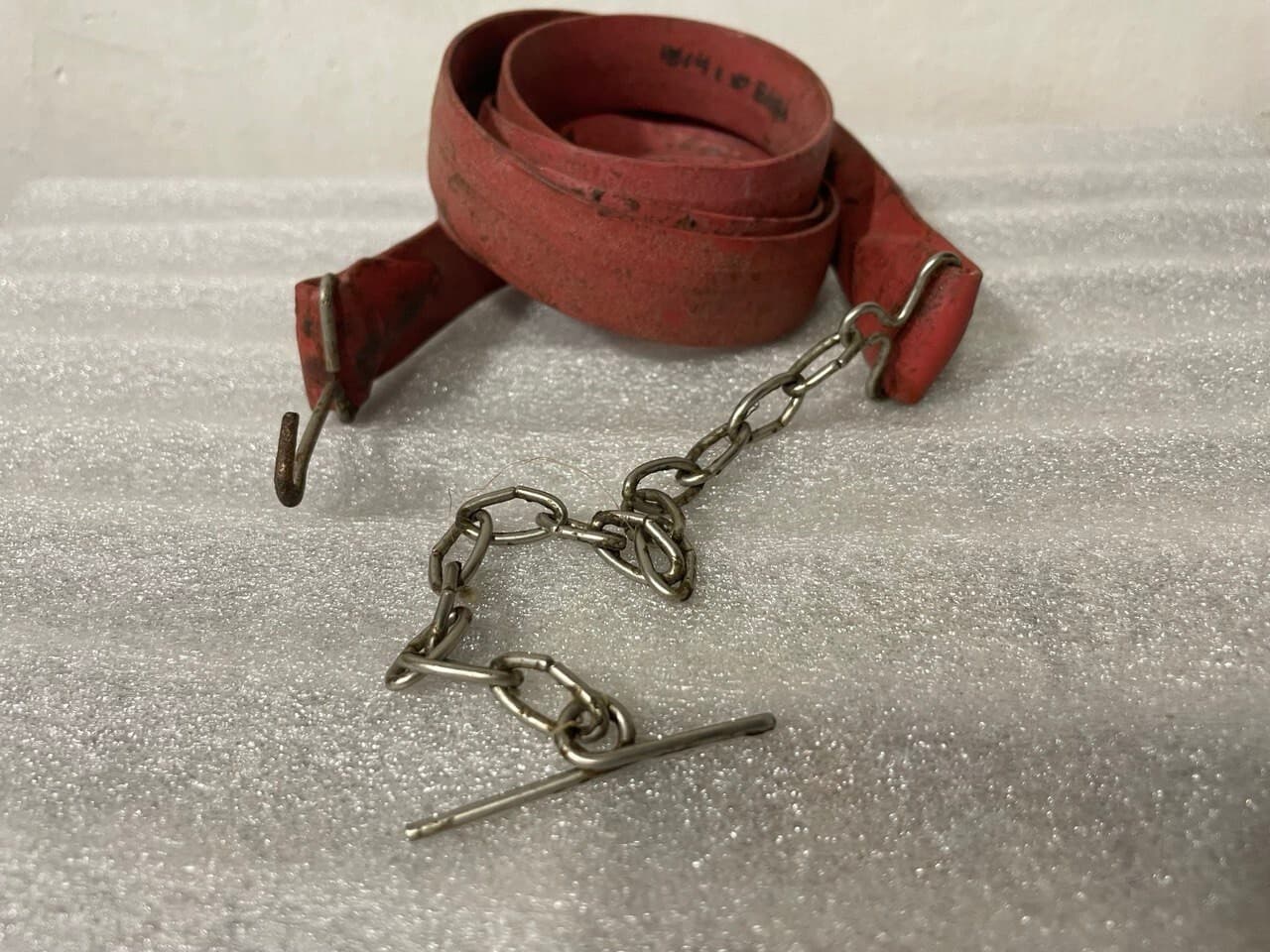 First aid red Esmarch rubber belt metal chain USSR Afghan war thumbnail 4