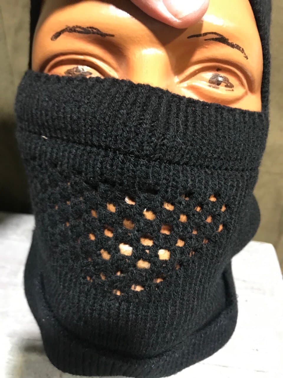 Winter BALACLAVA/hat wool/poly BLACK thumbnail 2