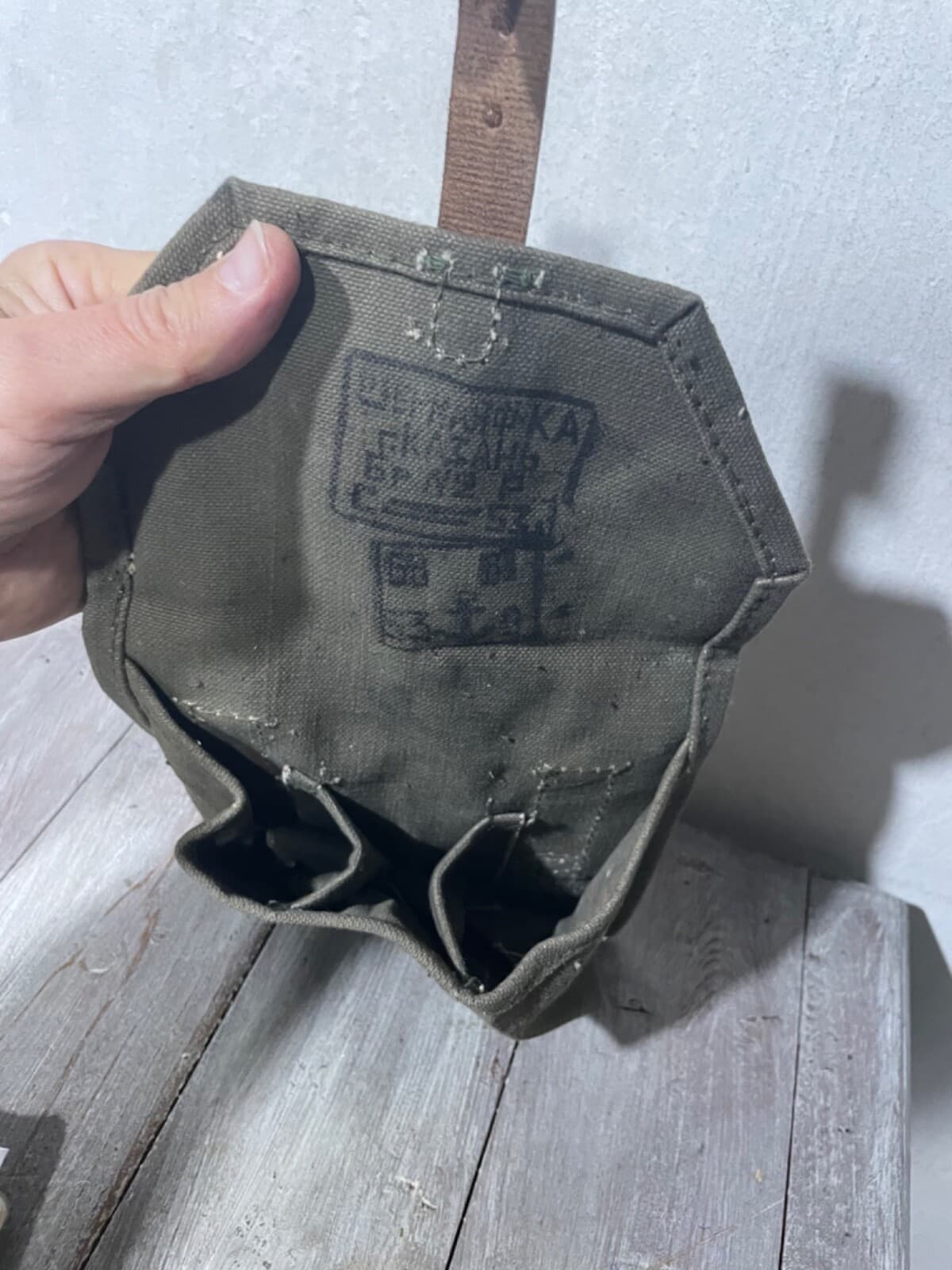 Russian Army pouch 3 grenades tarpaulin TAN USSR new old stock year 1953 stamp/1 thumbnail 3