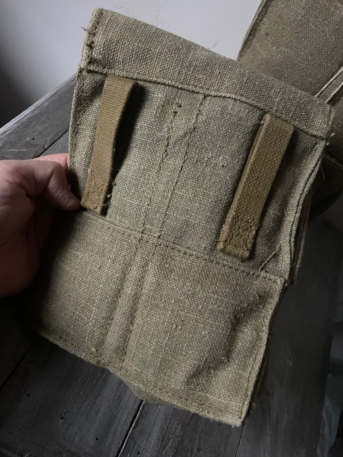 Russian Army pouch 4 mags/30 tarpaulin TAN USSR 1970-s new condition NOS thumbnail 9